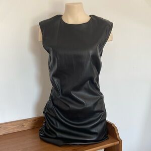 Faux leather, mini dress, black, size large